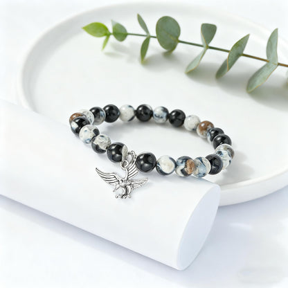 LIUANAN Eagle Scout Gifts, Natural Stone Beaded Bracelets for Men and Women, Bald Eagles Jewelry, Bird Lover Gifts, Friendship Bracelet