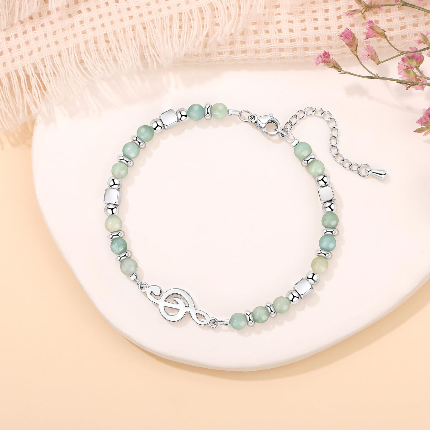 JoycuFF 𝗚𝗶𝗳𝘁𝘀 𝗳𝗼𝗿 𝗪𝗼𝗺𝗲𝗻 𝗠𝗼𝗼𝗻𝘀𝘁𝗼𝗻𝗲 𝗕𝗿𝗮𝗰𝗲𝗹𝗲𝘁 Amazonite Colorful Imperial Jasper Stainless Steel Beads Bracelets, Graduation Christmas Valentines Mothers Day Birthday Gifts