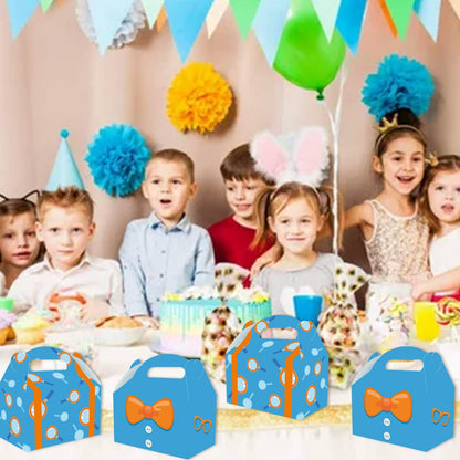 LeiGuoMinyyu 16pcs Cartoon Blue Birthday Party Candy Bags Yellow Bow Goodie Gift Boxes for Kids Boys Girls Theme Birthday Party Supplies Decorations