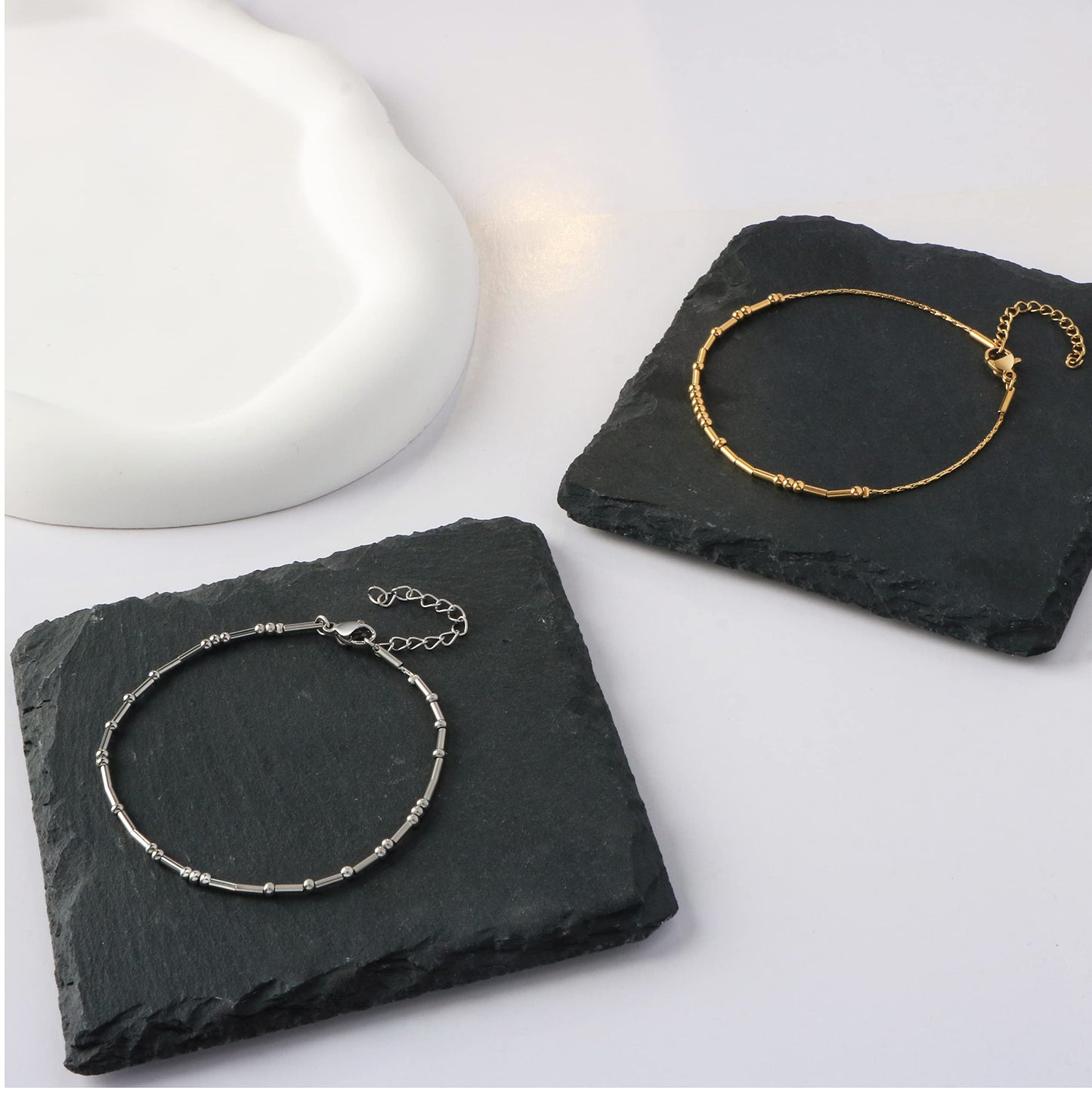 JoycuFF Inspirational 𝗠𝗼𝗿𝘀𝗲 𝗖𝗼𝗱𝗲 𝗕𝗿𝗮𝗰𝗲𝗹𝗲𝘁𝘀 𝗳𝗼𝗿 𝗪𝗼𝗺𝗲𝗻 Gold Silver Stainless Steel Beads Bracelets Encouragement Birthday Gifts for Her Daughter Sister Mom Best Friend