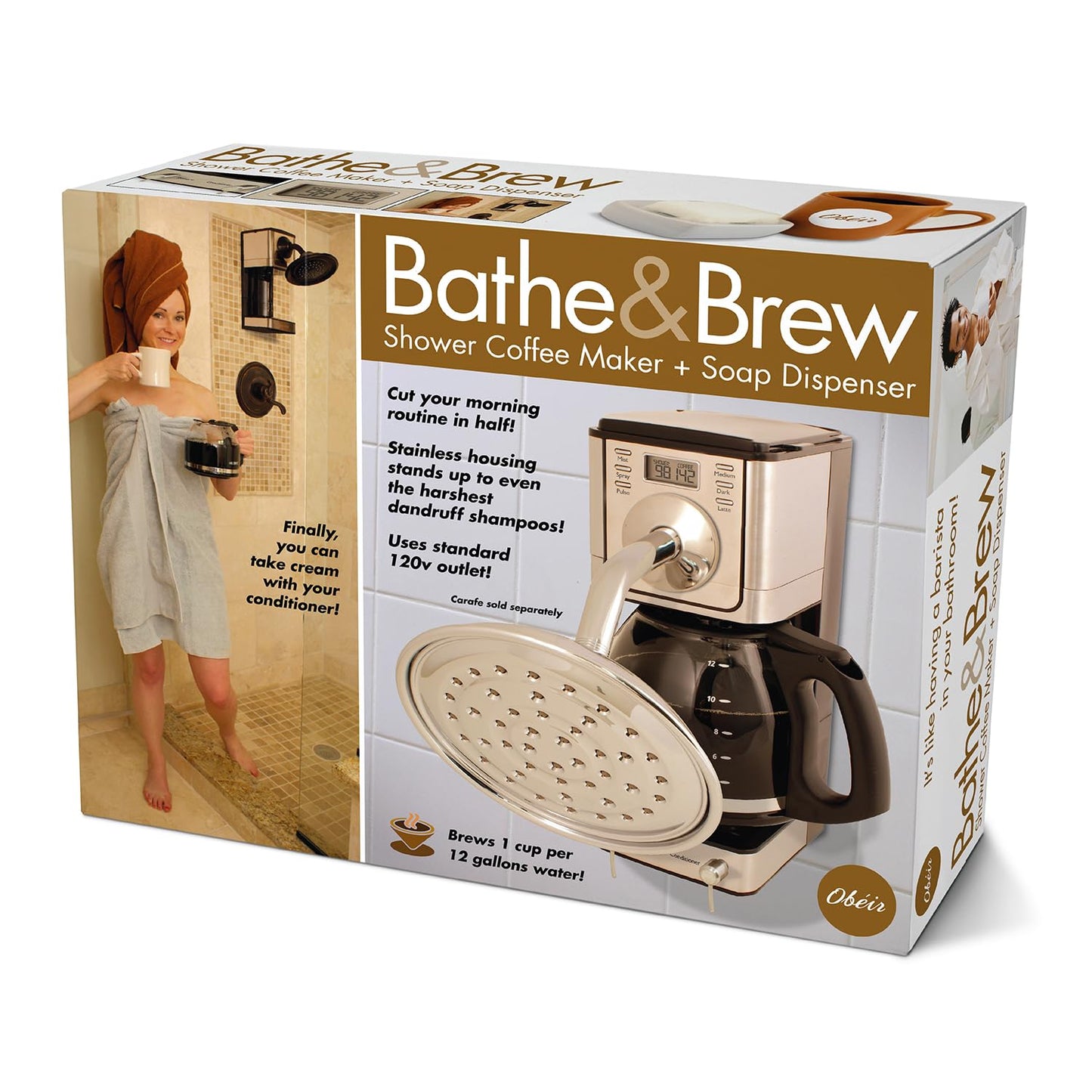 Prank-O Bathe & Brew Prank Gift Box – Fake Coffee Maker Gag Gift for Men, White Elephant, Birthdays & Coworkers, Shark Tank (Empty Box)