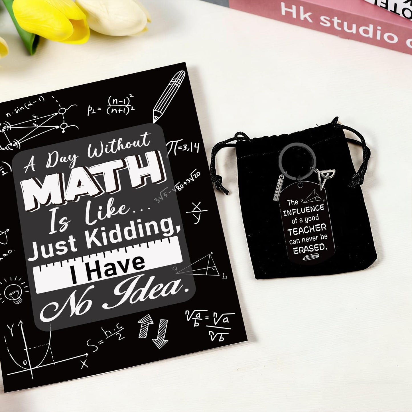 Math Teacher Card Gift - Funny Greeting Card Keychain Appreciation Gifts for Math Teachers Professors Tutors on Teacher Appreciation Week End of Year Birthday, Christmas