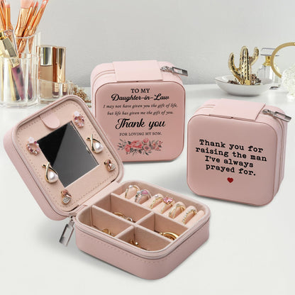 Daughter in Law Gifts from Mother in Law Jewelry Box, Birthday Christmas Mother's Day Wedding Gift for Daughter in Law, Thank You for Loving My Son Jewelry Case