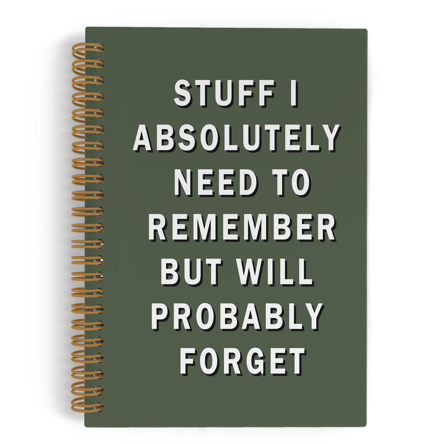 QLMX Funny Green Office Spiral Notebook, Funny Green Office Supplies Gifts for Coworkers Women Men, Stuff I Absolutely Need to Remember Journal, Humor Notebooks for Work, 5.5x8.3