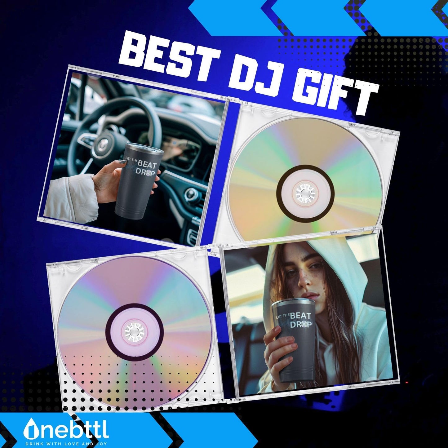 Onebttl DJ Gifts for Men, Women, Disc Jockey Gifts, Disco & Bar Lovers - Let the Beat Drop