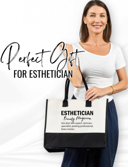 InnoBeta Esthetician Gifts, Canvas Tote Bag with Top Zipper Closure and Shoulder Strap for Birthday, Christmas and Every Special Occasion