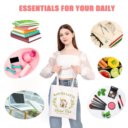 MEIKIUP Matcha Latte Lover Gift - Reusable Grocery Bags & Matcha Barista Gift