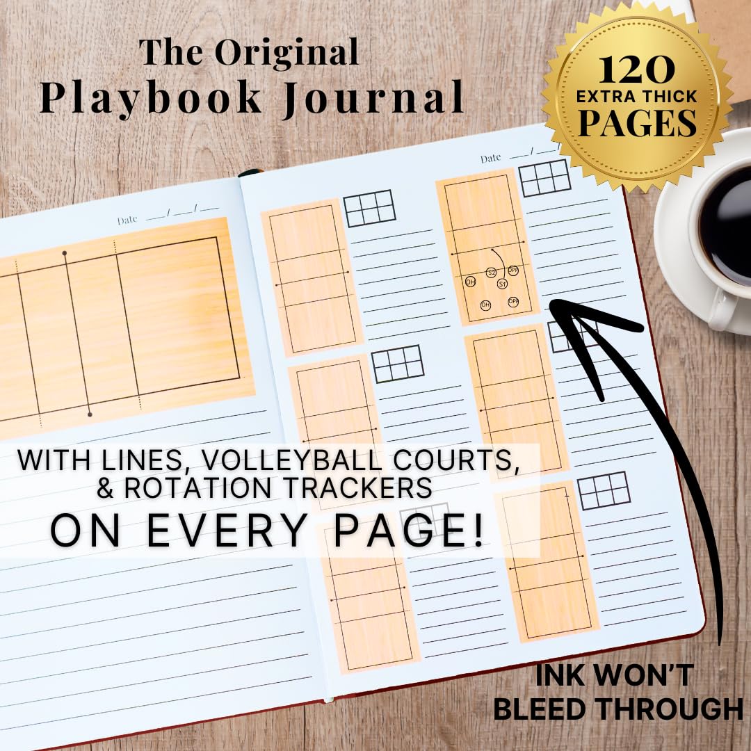 The Playbook Journal – Volleyball Notebook Coaching Book and Rotation Tracker, Volleyball Coaching Supplies and Essentials for Men & Women & Players, Coach Gifts
