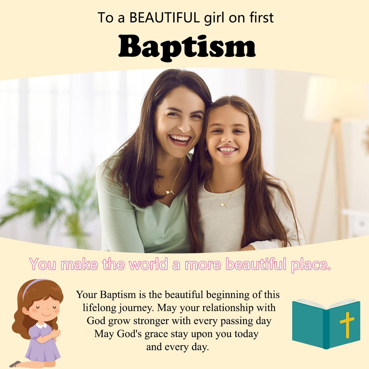 WEDDINEN First Communion Confirmation Baptism Jewelry Gifts for Teens Girls Kids,Cross Heart Necklace for Women Girls Christian Religious Stuffers Jewelry Gifts for Kids