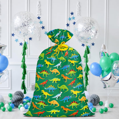 WRAPAHOLIC 56" Extra Large Dinosaur Gift Bag - Green Dinosaur Jumbo Bike Bag Gift Wrap for Girl Kids Boy Birthday, Baby Shower, Dino Party - 56" H x 36" W