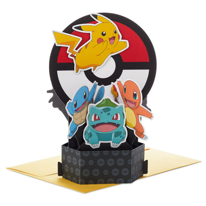 Hallmark Pokémon Pop Up Birthday Card for Kids (3D Pikachu, Charmander, Squirtle, Bulbasaur) for Birthday Boy, Son, Grandson, Nephew