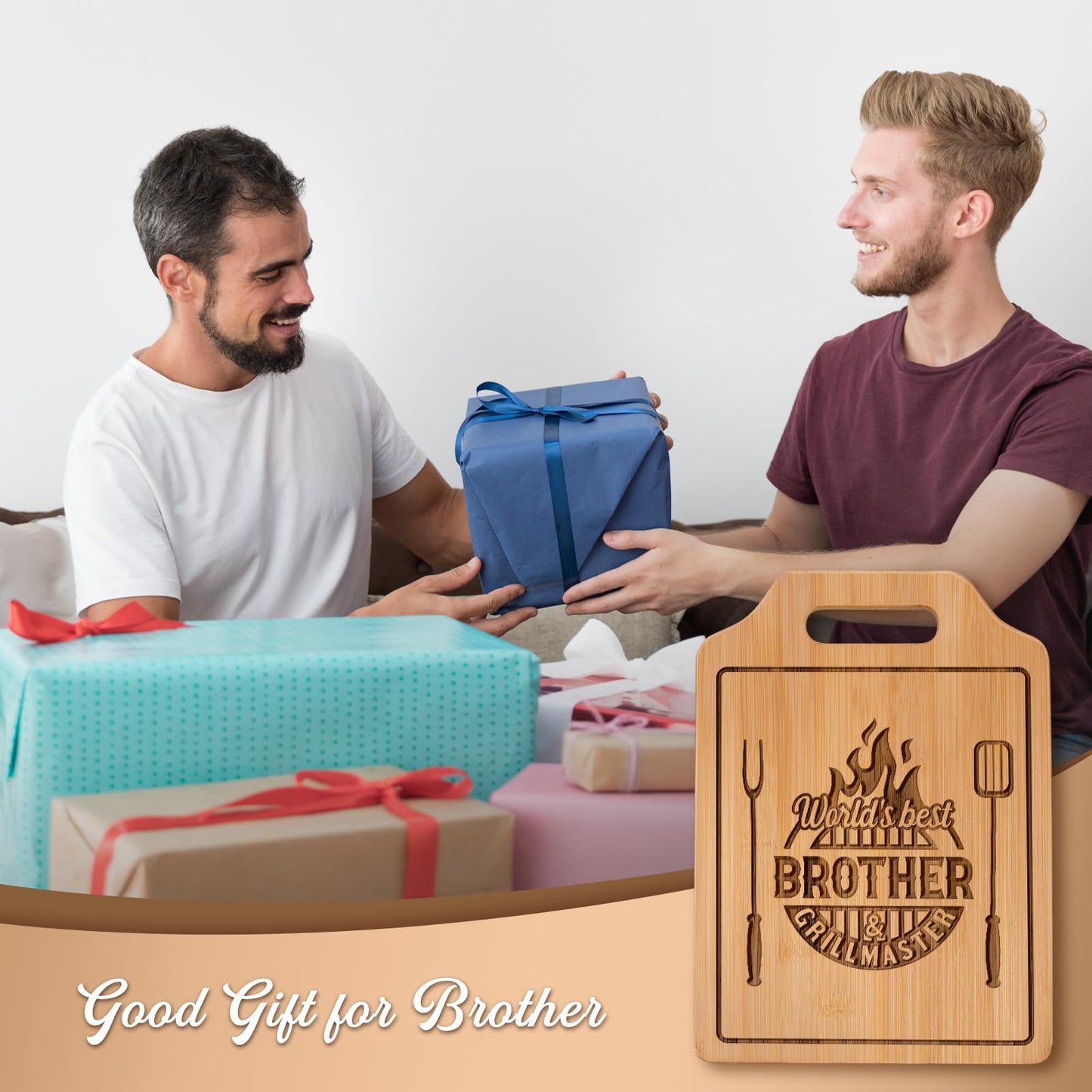 AceThrills Gifts for Brother Gifts Adult, Brother Christmas Birthday Gift from Sister for Fathers Day Gift - Engraved Cutting Board 12.3"L × 8.7"W × 0.4"Th