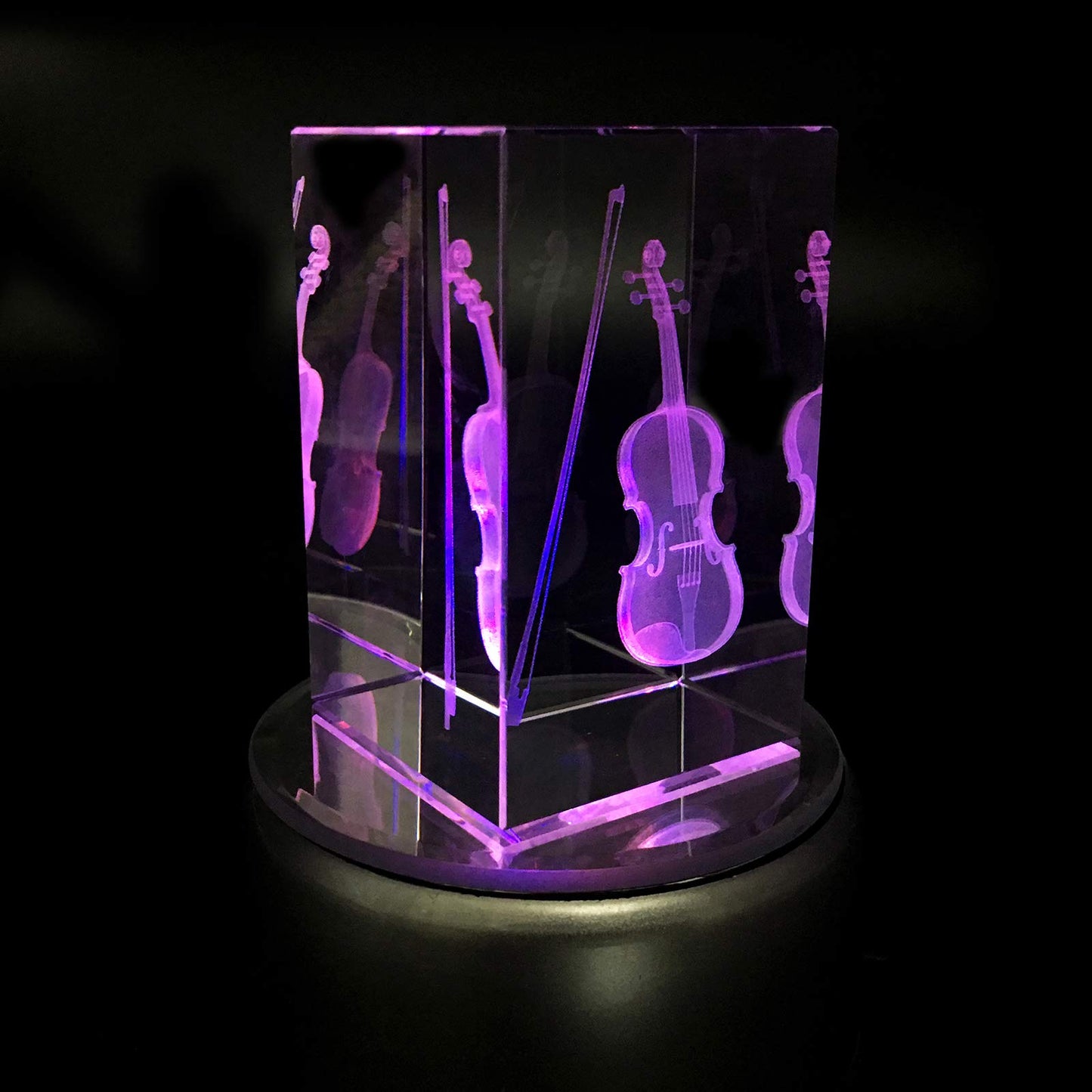 XINDAM 3D Violin Paperweight Laser Etched in Crystal Glass Cube Music for Graduation Christmas Birthday Valentine's Day