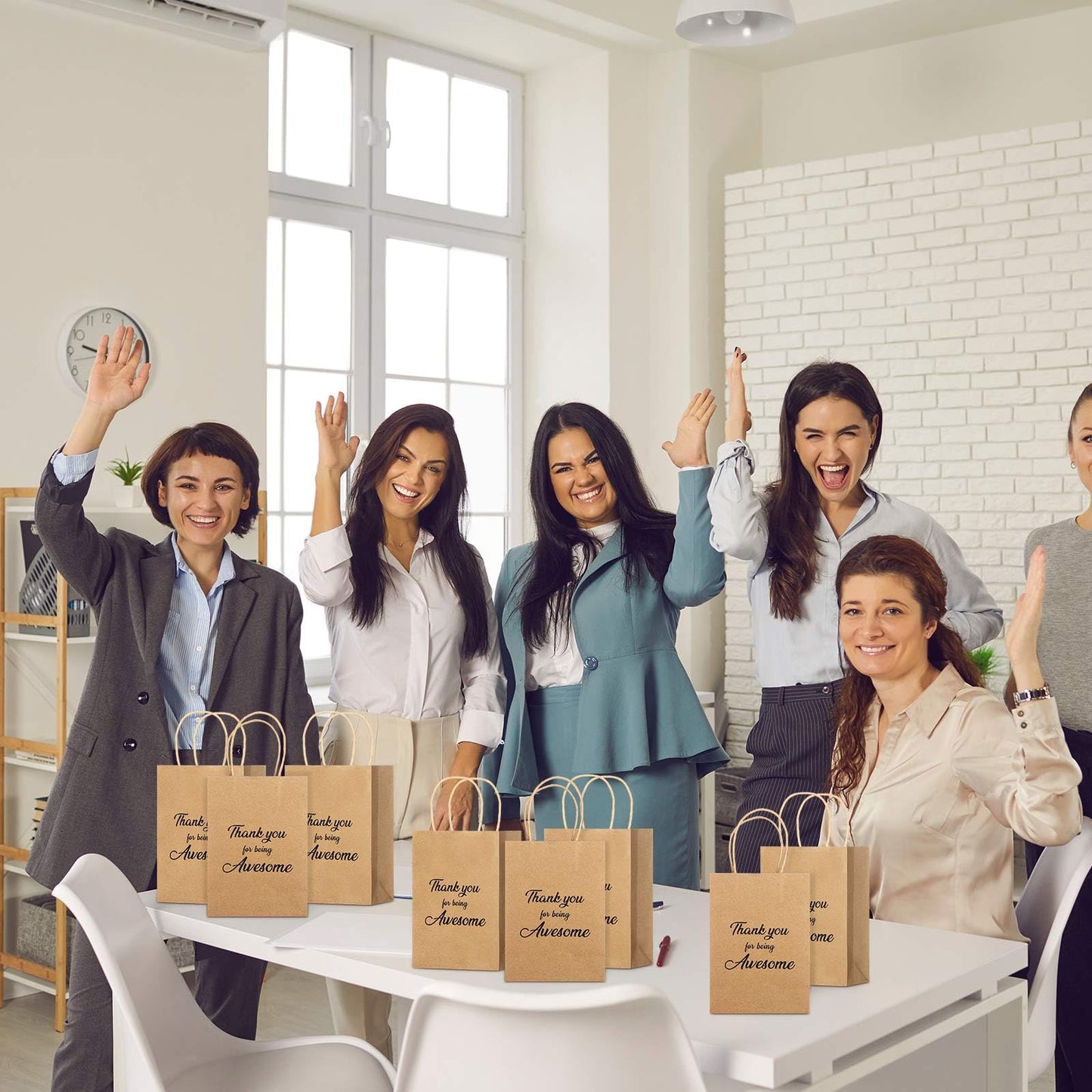 Qilery 18 Pcs Thank You Gift Paper Bags Bulk with Handles for Employee Coworker Colleague Volunteer Teacher Nurse, Appreciation Thank You for Being Awesome Kraft Gift Bags, 5.9 x 3.1 x 8.3 Inches