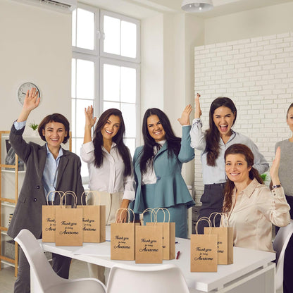 Qilery 18 Pcs Thank You Gift Paper Bags Bulk with Handles for Employee Coworker Colleague Volunteer Teacher Nurse, Appreciation Thank You for Being Awesome Kraft Gift Bags, 5.9 x 3.1 x 8.3 Inches