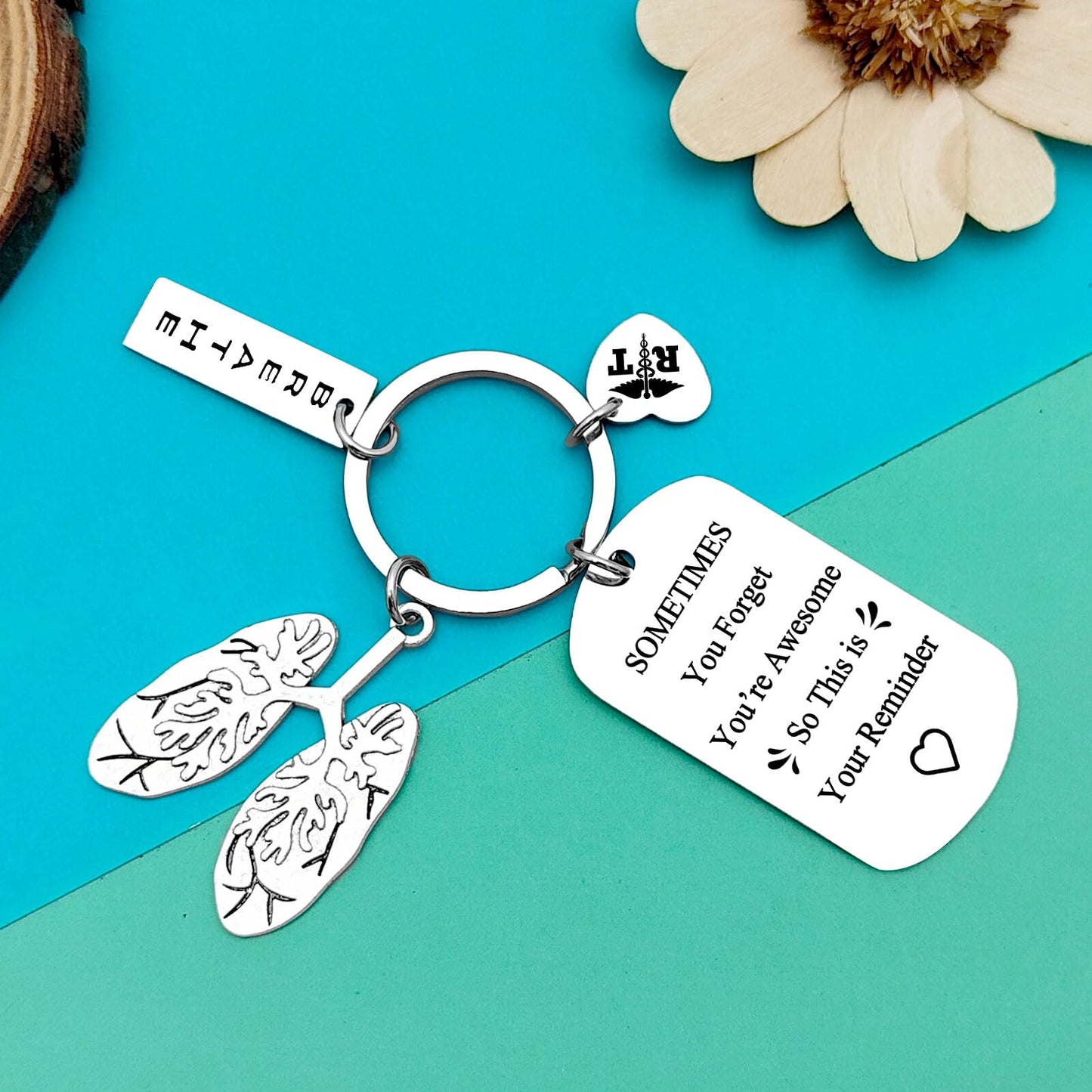 Dabihu Respiratory Therapist Gift RT Keychain Inspirational Therapist Graduation Gift Radiology Technologist Respiratory Care Week RT Therapy Gifts Coworker Encouragement Keyring