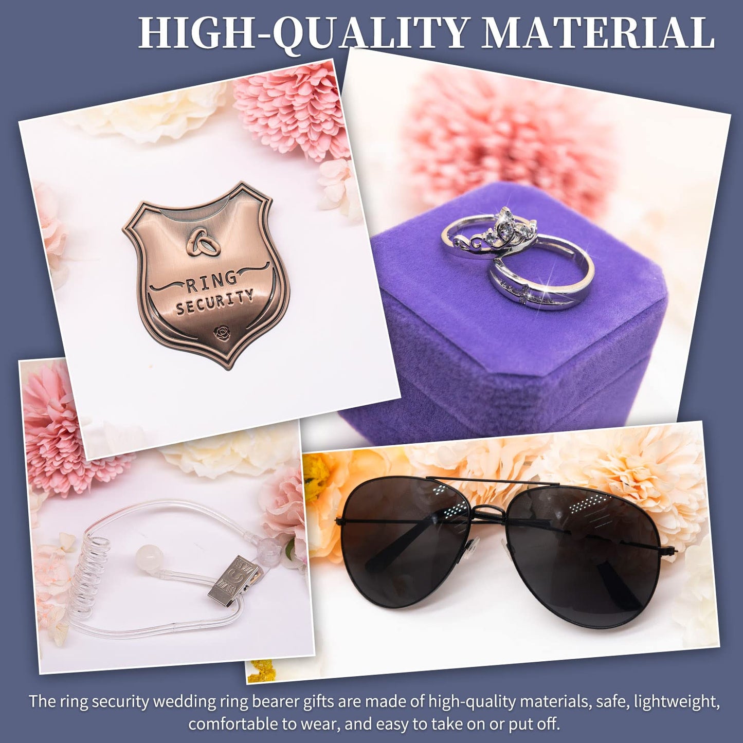 Yuchew Ring Bearer Security Box Gifts Ring Security Wedding Set Accessory, Include Acoustic Earpiece Tube, Sunglass, Badge, Wedding Rings Box with 2 Rings