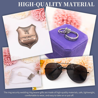 Yuchew Ring Bearer Security Box Gifts Ring Security Wedding Set Accessory, Include Acoustic Earpiece Tube, Sunglass, Badge, Wedding Rings Box with 2 Rings