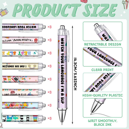 24 Sets Speech Language Pathologist Gifts Include Slp Appreciation Week Ballpoint Pens and Sticky Notes Speech Therapist Appreciation Gifts for Coworkers Accessories Office School Supplies