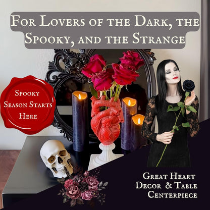 Gothic Anatomical Heart Vase - Valentines Creepy Large Human Heart Shaped Flower Planter - Horror Lovers Halloween Themed Gifts for Adult Women - Edgar Allan Poe Spooky Decor Weird Oddities