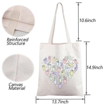 TGBJE ASL Tote Bag - American Sign Language Shopping Bag - Deaf Awareness Gift