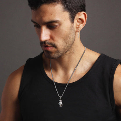 HZMAN Men Women Punk Stainless Steel Boxing Glove Chain Pendant Necklace