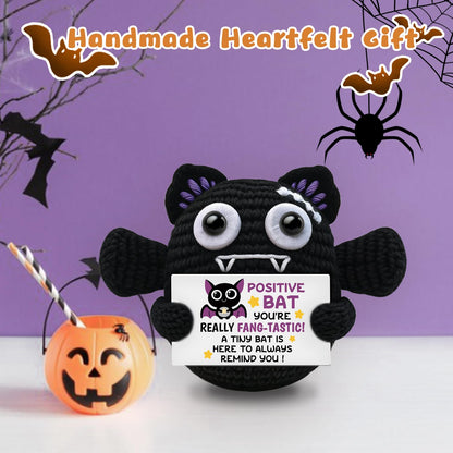 Handmade Positive Crochet Bat Doll Birthday Gifts for Women Men Friends Couples Unique Gifts for Her Him Inspirational Cute Desk Emotional Crochet Room Decor for Women