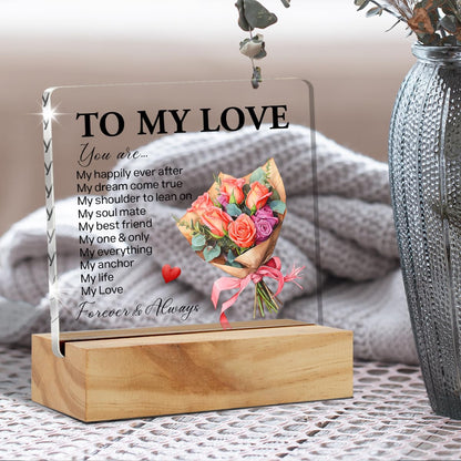 Romantic Gifts for Her Him - Anniversary Birthday Gifts for Girlfriend Boyfriend Husband Wife - You Are My Love Acrylic Plaque Desk Decor Sign 4x4 Inches