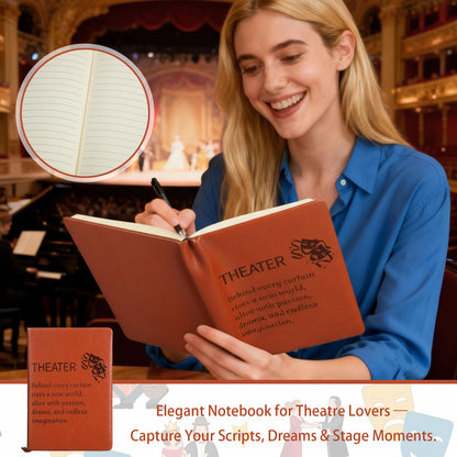 4 Pack Theatre Gift Set for Musical Theater Lovers Canvas Tote Makeup Bag Crew Socks Leather Notebook for Broadway Actors Drama Students Birthday Graduation Gifts
