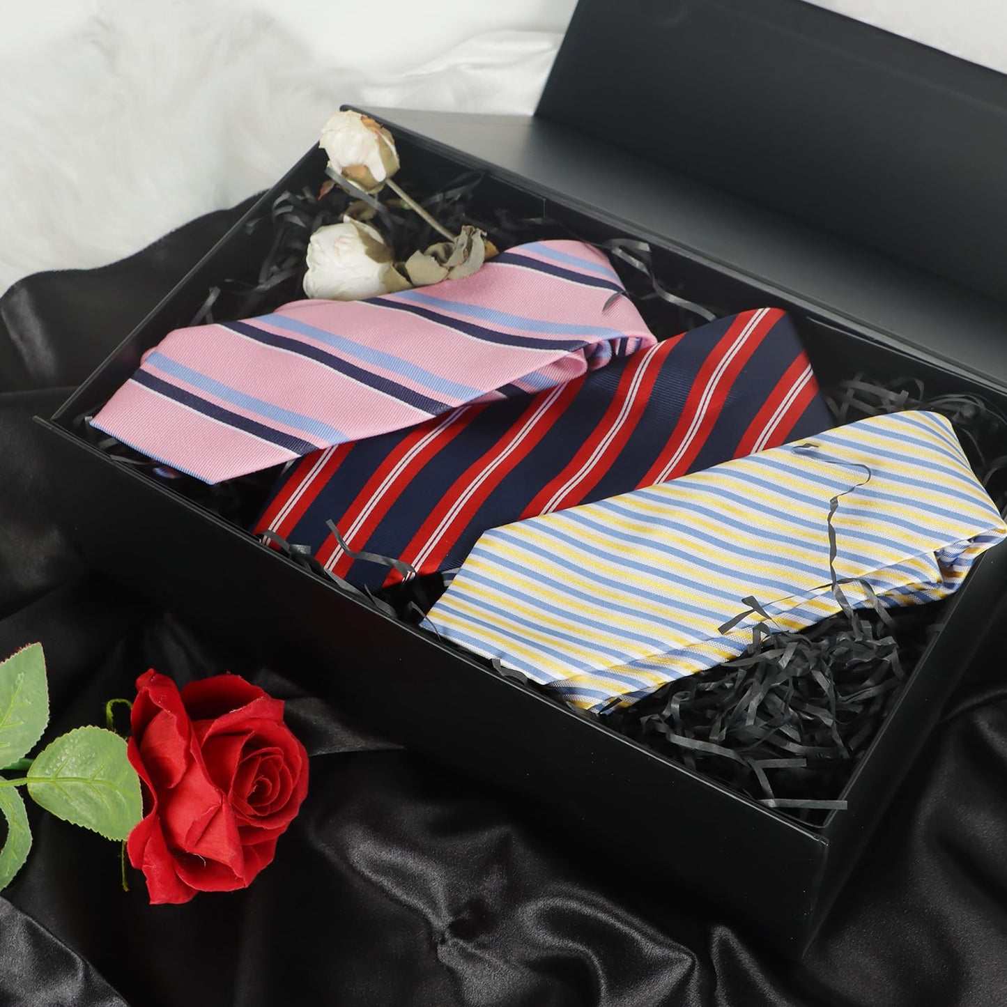 LFBOX Black Gift Box with Magnetic Lids 13.8x8.3x4.4 in, Large Bridesmaid Groomsman Proposal Boxes 1 Pack, Collapsible Rectangle Storage Box