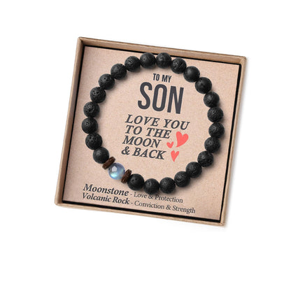 THEMEROL Handmade Gifts for Boys/Men-Love/Strength-Natural Gemstone Bracelet for Son Grandson Dad Boyfriend Husband Brother Nephew Uncle