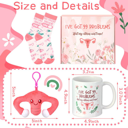 Drydiet Funny After Hysterectomy Recovery Gifts Women Uterus Gifts Hysterectomy Recovery Must Haves, Blanket Socks Uterus Plush Keychain Mug