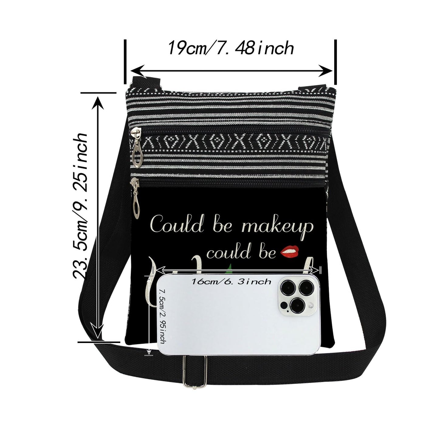Could Be Makeup Could Be Weed Crossbody Bag Friend Gifts Funny Weed Leaf Messenger Bag Travel Crossbody Purse for Women Best Friends Sister Weed Gifts (Black)