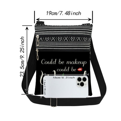 Could Be Makeup Could Be Weed Crossbody Bag Friend Gifts Funny Weed Leaf Messenger Bag Travel Crossbody Purse for Women Best Friends Sister Weed Gifts (Black)