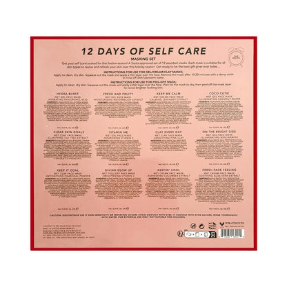 Holler And Glow 12 Days of Self Care Facial Mask Set, Valentine's, Hydrating Hyaluronic Acid, Moisturizing, Calming, Illuminating, Smoothing, Detoxifying, Brightening Vitamin C, 12 Piece Gift Set