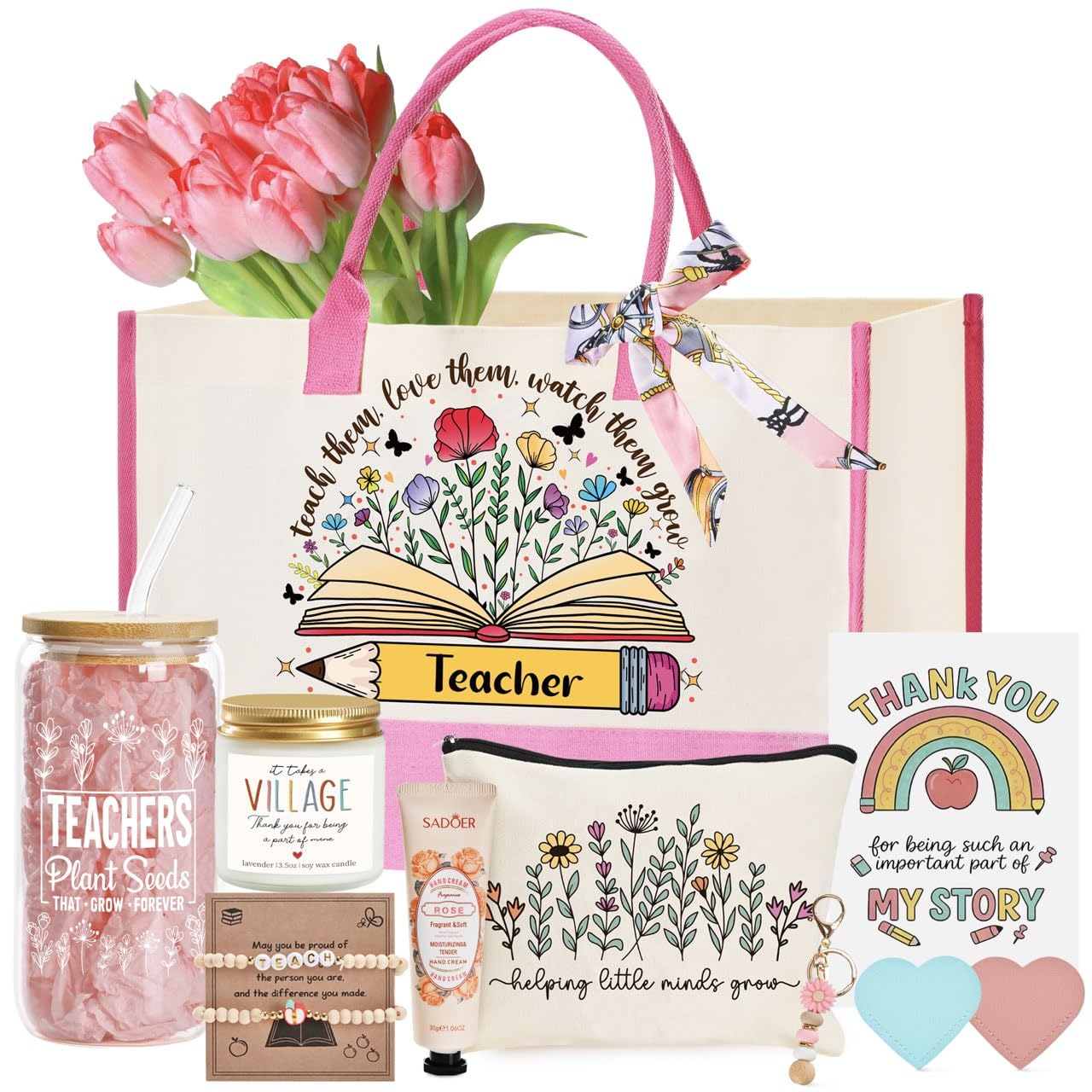 Teacher Appreciation Gifts for Women, Best Teacher Appreciation Funny End of Year Teachers Gift Set from Students, Thank You/Christmas/Birthday Baskets Gifts for Teachers