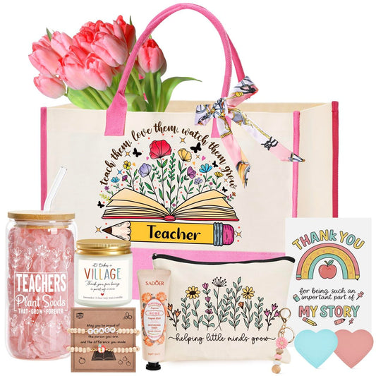 Teacher Appreciation Gifts for Women, Best Teacher Appreciation Funny End of Year Teachers Gift Set from Students, Thank You/Christmas/Birthday Baskets Gifts for Teachers