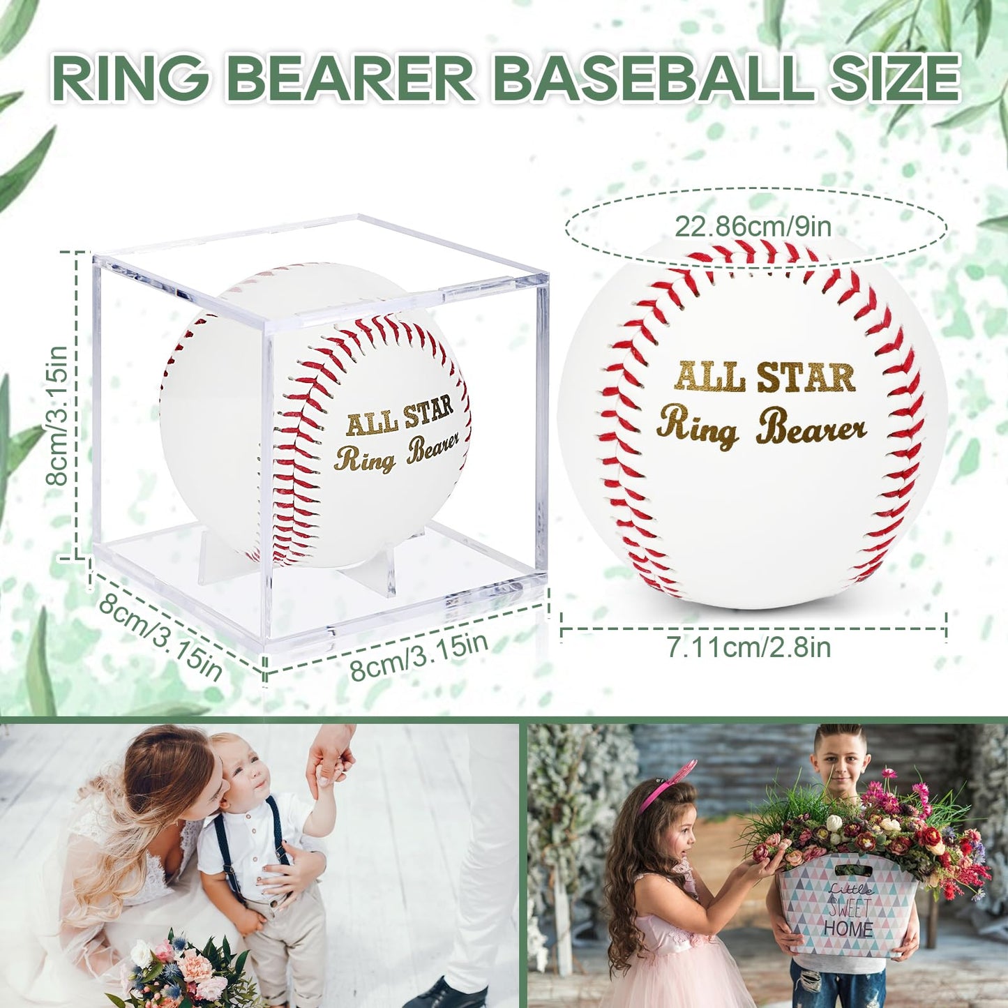 WANGDEFA Ring Bearer Baseball with Display Case - All Star Wedding Gift - Will You Be My Ring Bearer?