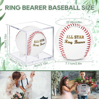 WANGDEFA Ring Bearer Baseball with Display Case - All Star Wedding Gift - Will You Be My Ring Bearer?