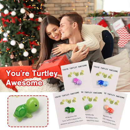 Mini Pocket Hug Turtle, You're Turtley Awesome Inspirational Gift with Card, Thank You Note Cards Greeting Card Mini Sea Turtle Figure Pocket Hug Gift for Friends and Family,Cards and Card Stock (Green)