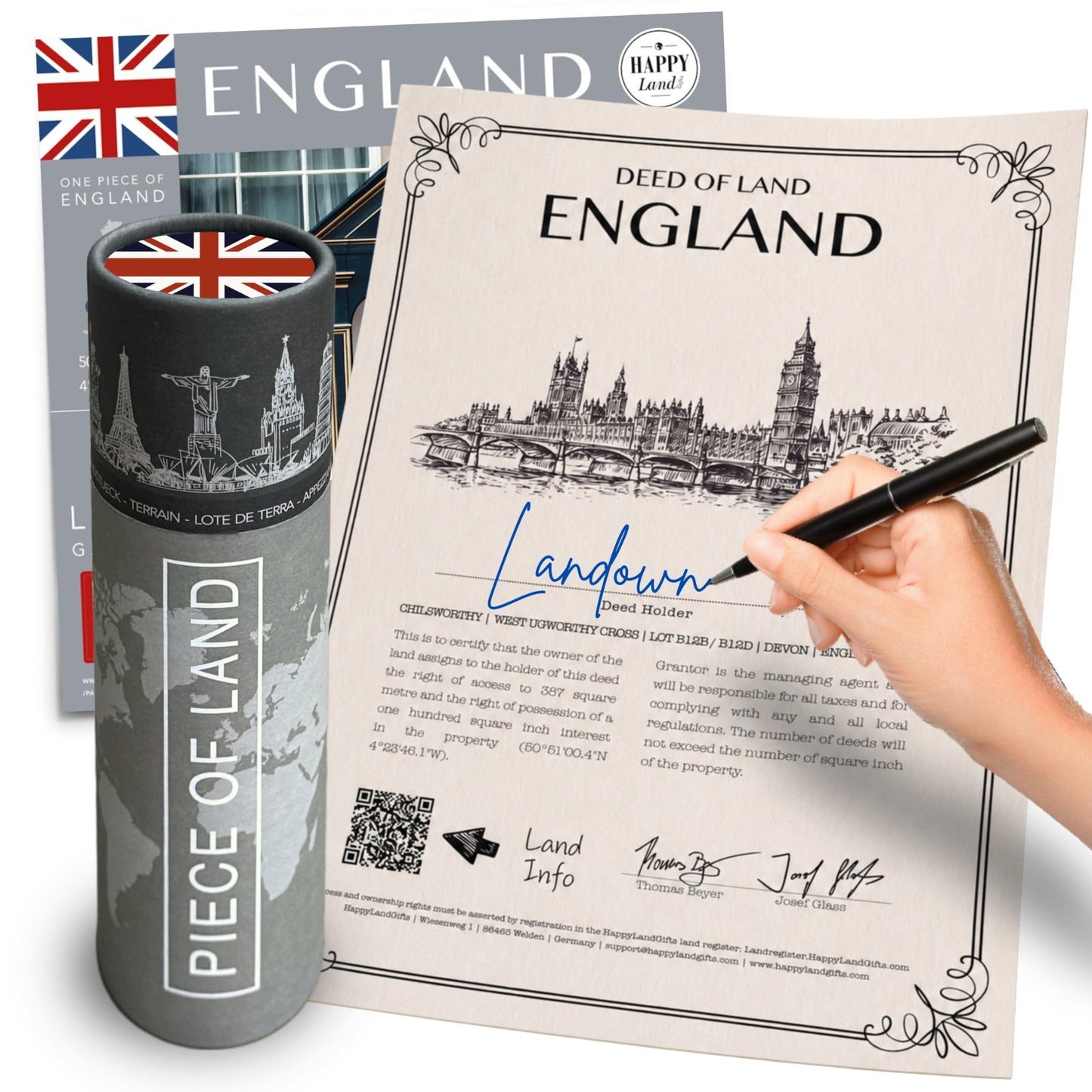 British Gifts for Women an Men | Real Piece of England | Highly Unique English Themed Gifts | Blank Certificate to Write in The Name of Your Choice | London Gift Ideas | British Christmas Gifts