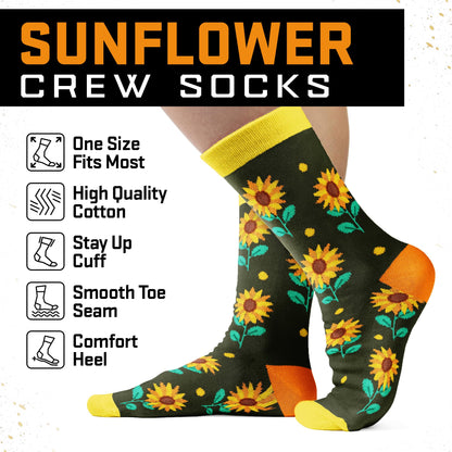 Sunflower Gifts for Women - Sunflowers Themed Socks, Ideal Gifts for sunflower Lovers, Perfect Socks for Women, Unique Stocking Stuffers, Ideal Gift For Birthday and Christmas