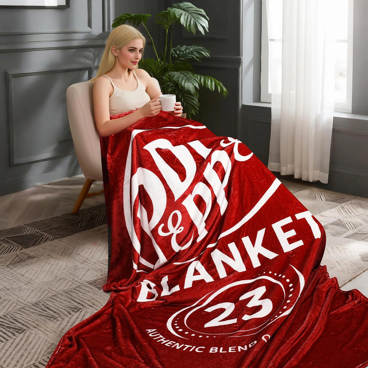 Dr Pepper Blanket (80” x 60”) XL – Ultra Soft Fleece Blanket for Room Decor Aesthetic - Red Throw Blanket for Couch, Bed & Travel | Home Decor, Funny for Soda Fans.