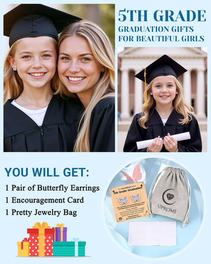 UPROMI Hypoallergenic Butterfly Earrings for Daughter/Granddaughter/Niece, Valentines Christmas Birthday Gifts for Girls