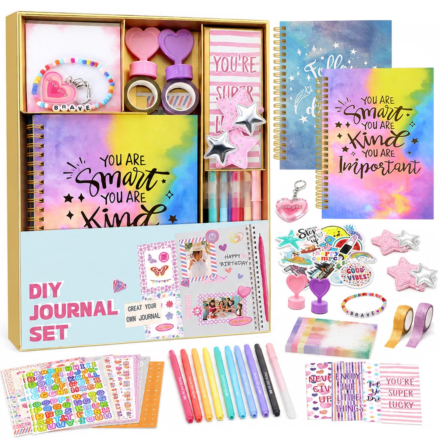 DIY Journal Kit for Girls Ages 8-12, 200+PCS Teen Tween Girl Gifts Trendy Stuff, Party Favors for Kids 8-12, Birthday Gift for Girls.