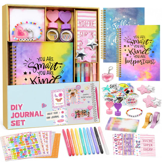 DIY Journal Kit for Girls Ages 8-12, 200+PCS Teen Tween Girl Gifts Trendy Stuff, Party Favors for Kids 8-12, Birthday Gift for Girls.