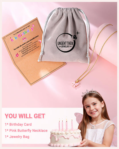 UNGENT THEM Happy 5th 6th 7th 8th 9th 10th 11th 12th Birthday Gifts, You Make The World A More Beautiful Place Butterfly Necklace Bday Presents