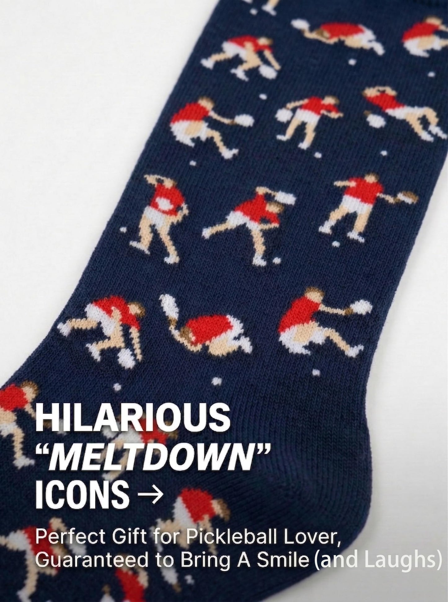 Socks with Frustrated Tennis/Pickleball Player/Drinker Design, Novelty Cotton Screw Socks for Men, Size 8-13