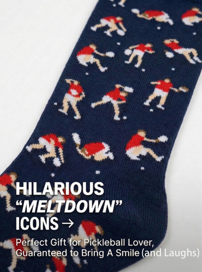 Socks with Frustrated Tennis/Pickleball Player/Drinker Design, Novelty Cotton Screw Socks for Men, Size 8-13