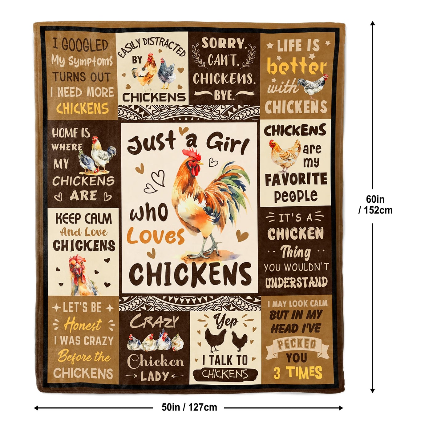 Chicken Gifts for Women/Chicken Lovers, Chick Themed Gifts, Chick Lover/Lady/Mom Presents Throw Blanket 50"x60"
